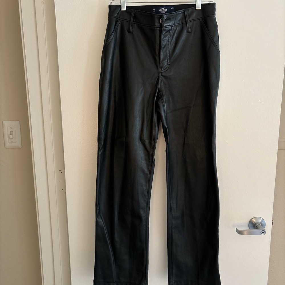 Hollister Dark Leather High-Rise Pants